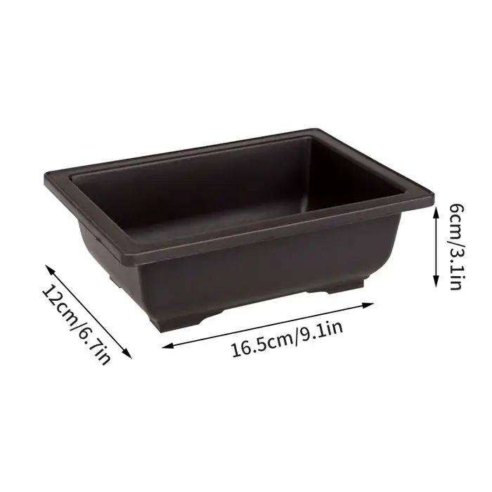 Pots à bonsaï ovales en plastique, pot à fleurs rectangulaire avec plateau de drainage, pot à bonsaï