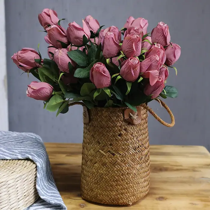 Bouquet de roses artificielles à 9 têtes d'aloès vert