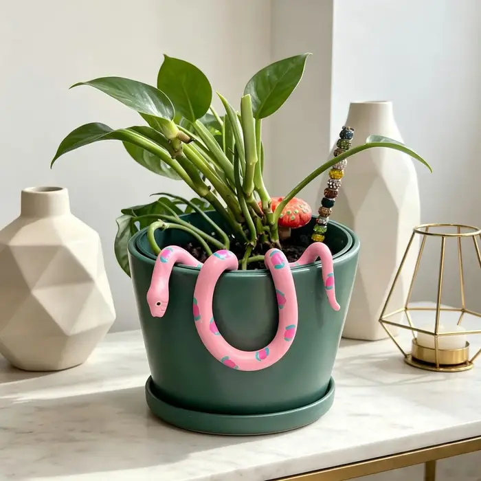 1 pièce de décoration de pot de fleurs en résine, ornement suspendu en forme de serpent pour pot de fleurs, accessoire pour pot de fleurs, jardin, maison, décoration suspendue pour pot de fleurs, conv