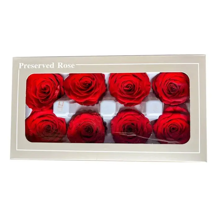 8 pièces de roses éternelles naturelles, 4-5 cm, parfum naturel, longue durée, cadeau de la Saint-Valentin pour petite amie, décoration de la maison