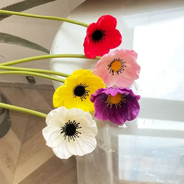 Mini Fleur Artificielle de Coquelicot en PU