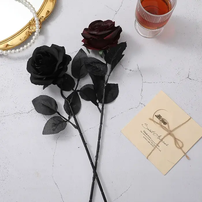 Fleurs artificielles Rose bordeaux noir