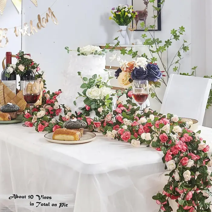 Guirlande de roses artificielles de 250 cm pour la décoration de la maison