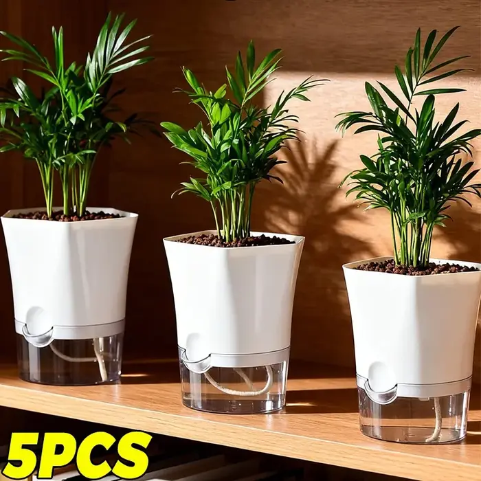1/5 pièces Pot de fleurs auto-arrosant transparent