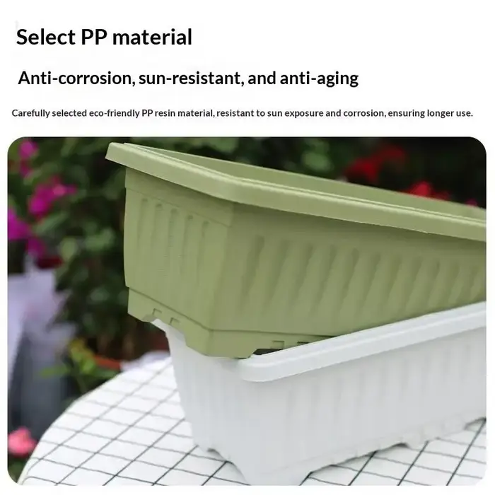 Boîte à fleurs rectangulaire en plastique avec drainage