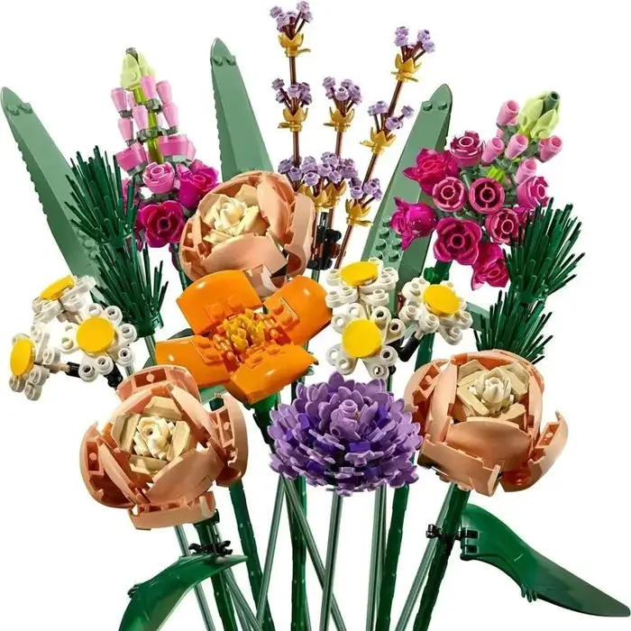 Bouquet de roses éternelles en blocs de construction, modèle de plante, décorations de bureau créati