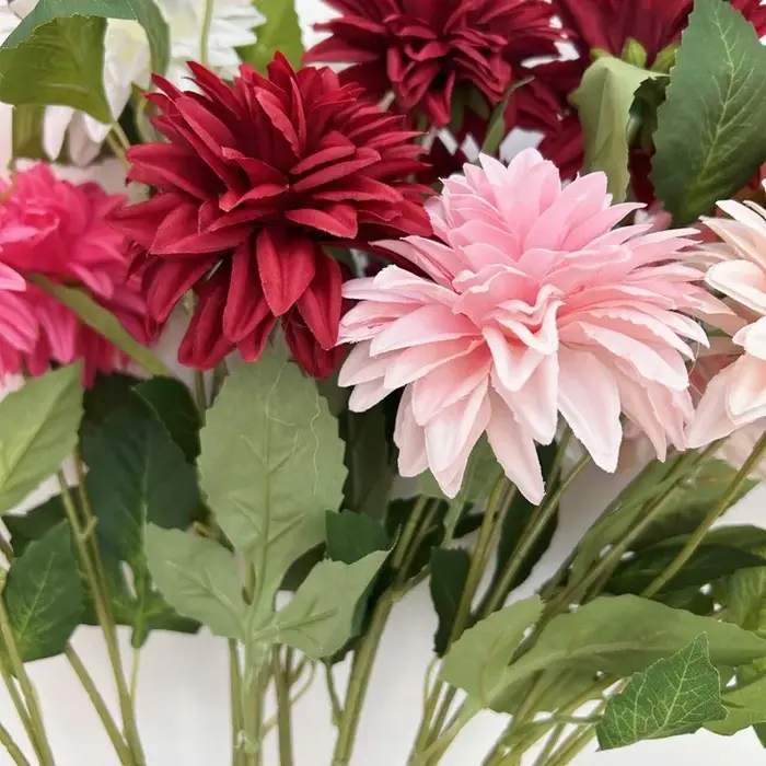 Dahlias en soie réaliste pour fête de mariage couronne de noël anniversaire bricolage maison bureau Vase décoration fleur artificielle