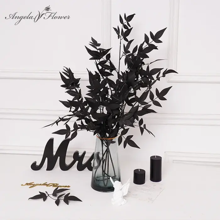 Feuilles de plantes artificielles noires en soie