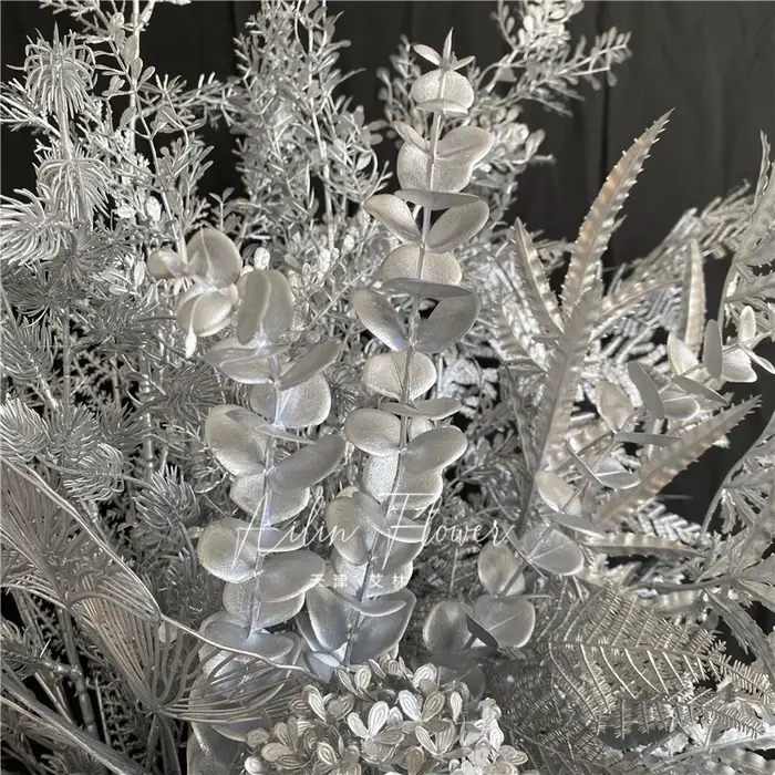 Feuilles de fleurs artificielles série argent