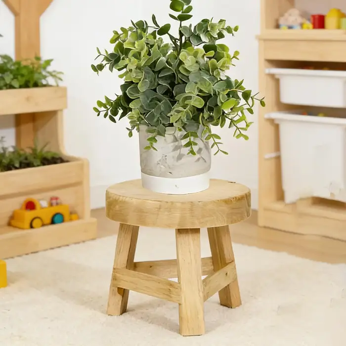 Petit tabouret rond en bois pour plantes d'intérieur