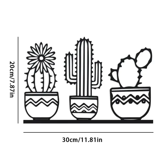 Un art mural en métal de cactus, décoration extérieure de cactus du désert, panneau de jardin succul