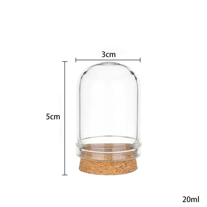 Cloche cloche pot d'affichage en verre dôme avec Base en liège Mini bouteilles en verre dôme pots dé