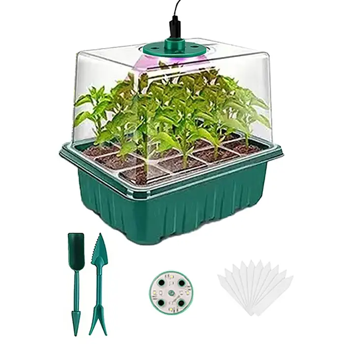 Lot de 1/2/3 plateaux de germination de graines à 12/24/36 alvéoles avec 8 lampes LED de croissance 