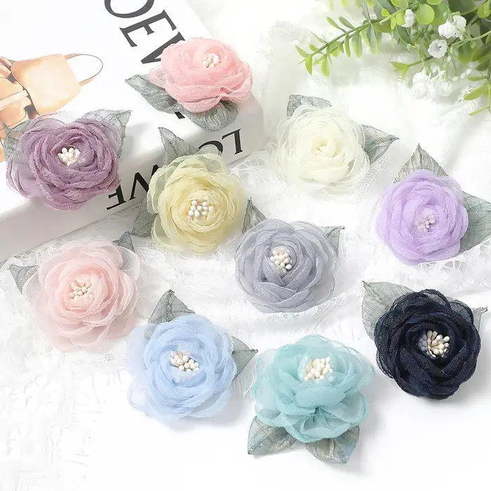 Fleur artificielle en tissu mousseline de soie