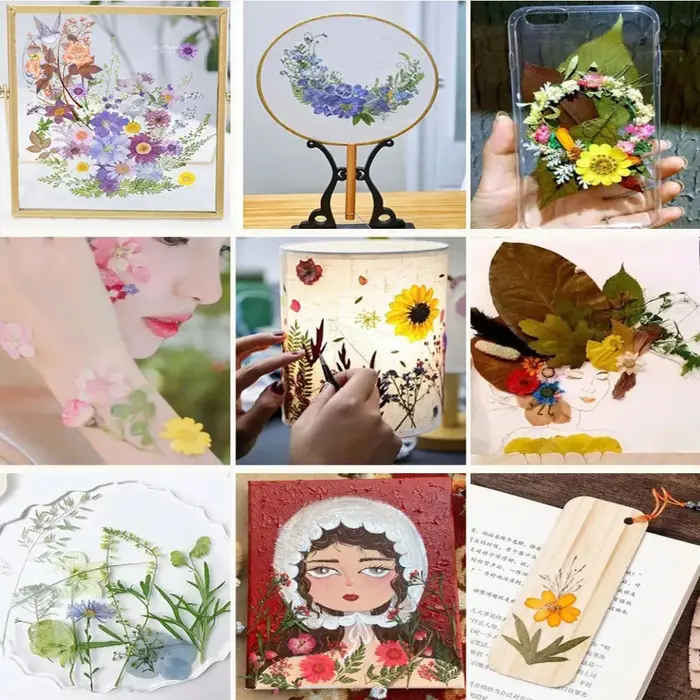 Marque-page de fleurs séchées pressées à la main