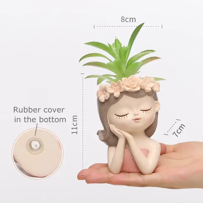 Pot de fleur de fille mignonne pour plantes succulentes