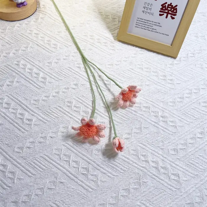 Bricolage fait à la main Crochet chrysanthème bleu petite fleur fini décor à la maison fleur artific