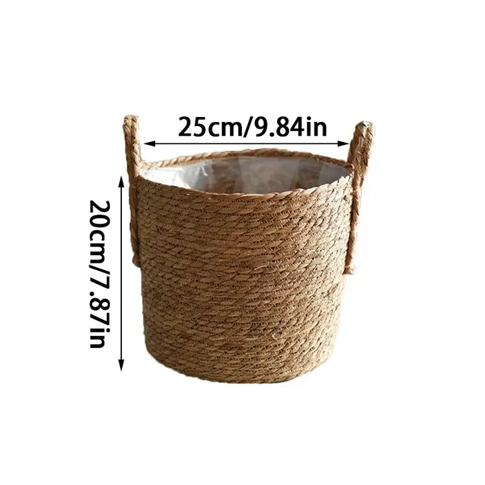 Pot de fleur tissé en paille fait à la main