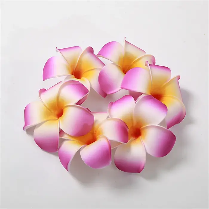 10 pièces fleurs hawaïennes faux Plumeria mousse Frangipani têtes