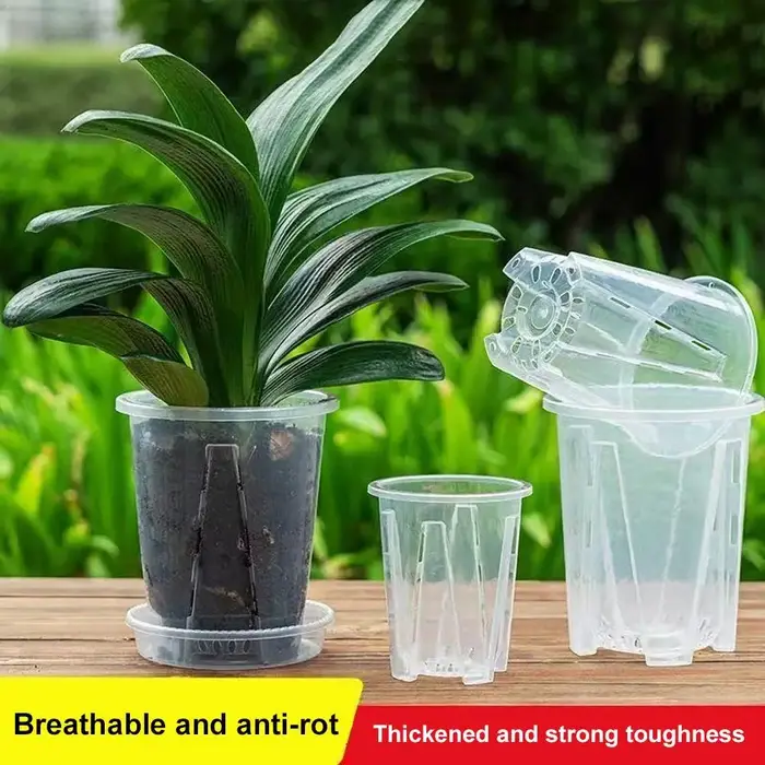 Pot de fleurs transparent pour pépinière avec plateau