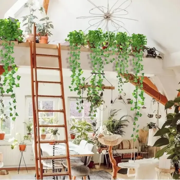 Plantes artificielles, guirlande de feuilles de lierre vertes, fausses plantes grimpantes pour la décoration de la maison, de la chambre, des murs, des mariages, des fêtes et des jardins