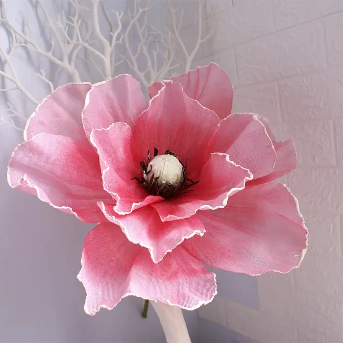 Fleur de coquelicot artificielle géante en lin, décoration de fond de mariage, arc de plomb, afficha