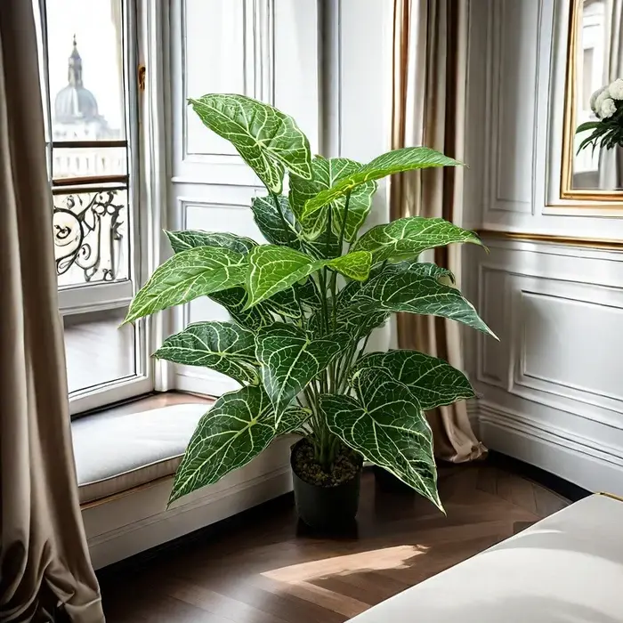 Artificial Alocasia Sarian Plant - Realistic Faux Potted Greenery for Indoor/Outdoor, Living Room & 