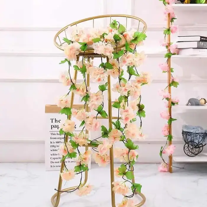 Fleurs artificielles 220Cm Cherry Blossom Vigne Jardinage Maison Chambre Décor De Table Accessoires De Mariage Ivy Garland Arch Intérieur Extérieur