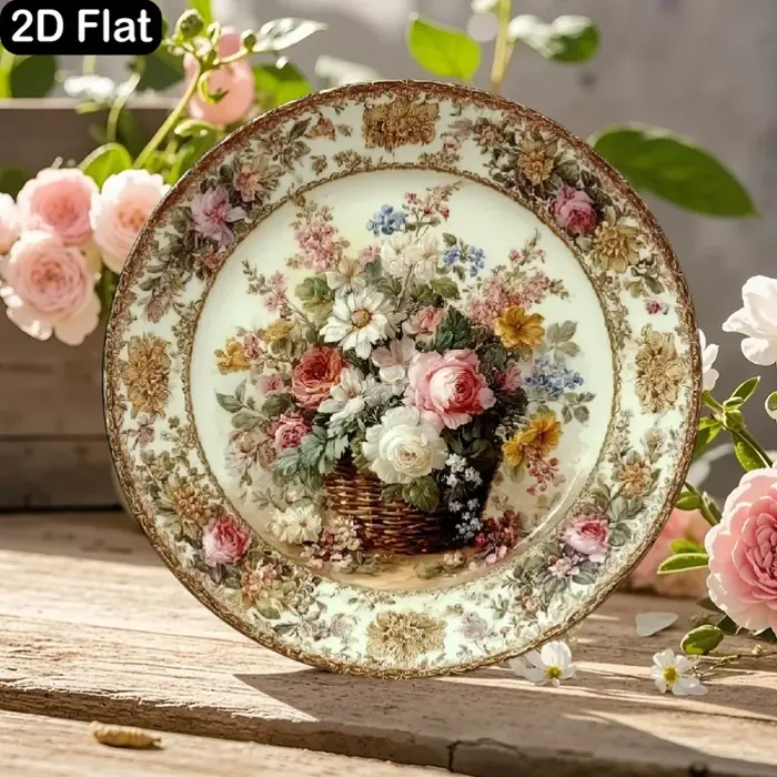Plaque murale ronde en bois plate et florale bohème 2D – Panneau décoratif mural en bois avec motif 