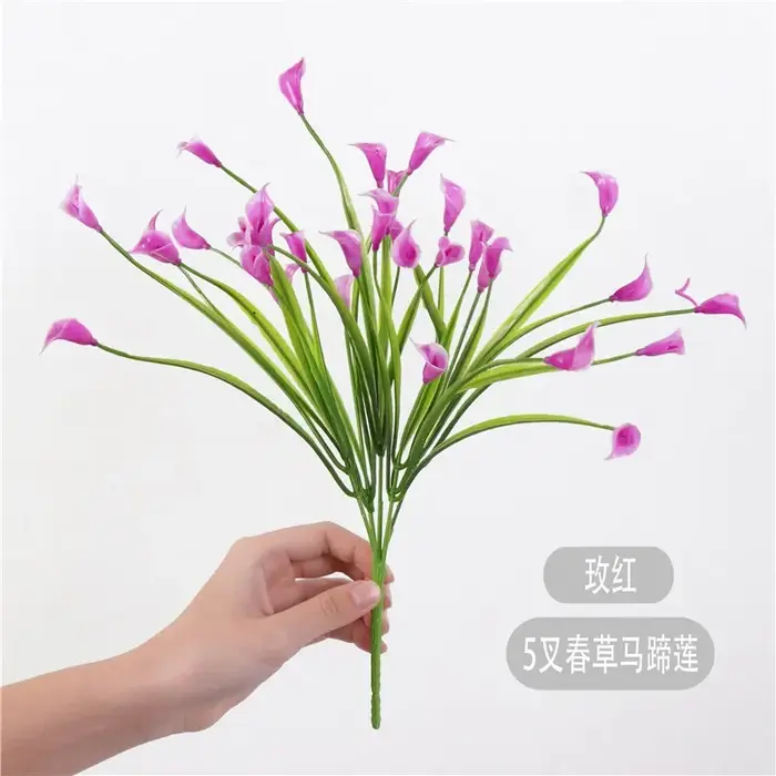 Fleurs artificielles vertes, lys Rose Gypsophila, décoration de mariage, plantes d'herbe d'eucalyptu