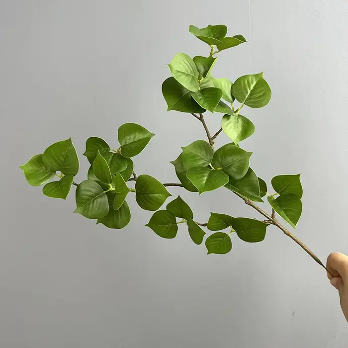8 pièces de feuilles de Bodhi artificielles, toucher réel, en plastique, plantes vertes aux couleurs