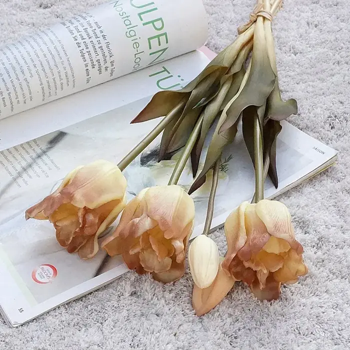 Bouquet de fleurs artificielles tulipes en Silicone