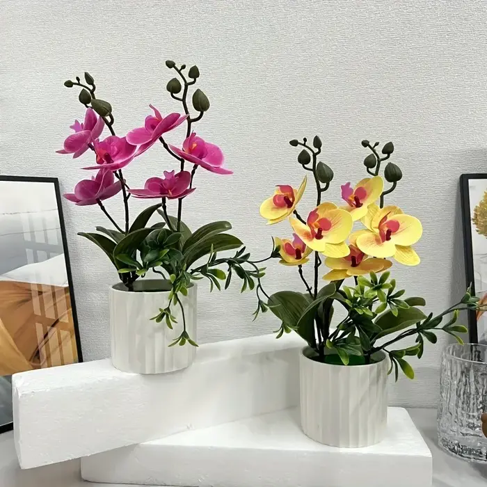 Double paquet de papillons orchidées artificielles avec 6 fleurs