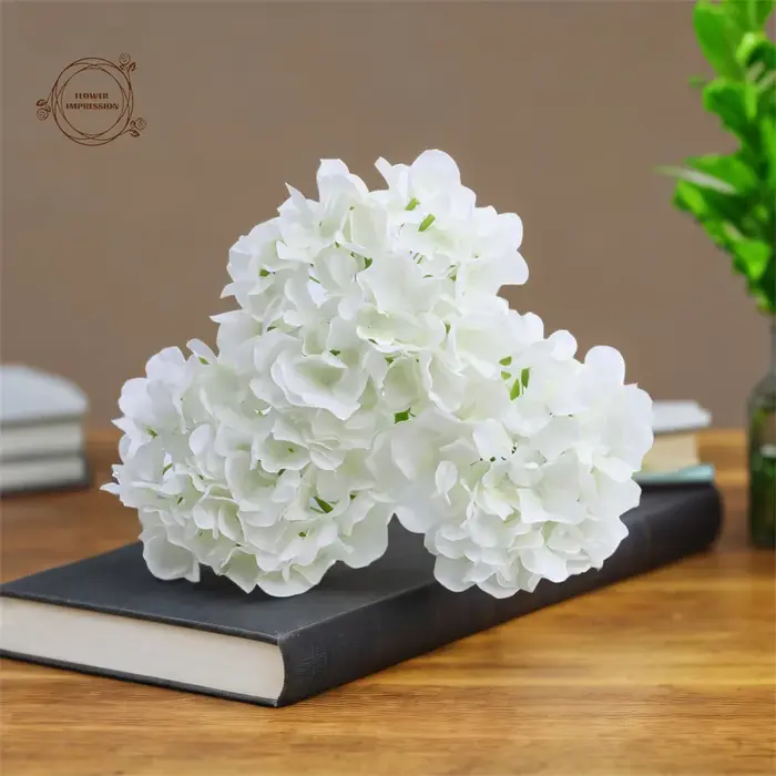 Têtes de fleurs d'hortensia artificielles, 10 pièces, avec tiges, décoration de fête de mariage, fausses fleurs, ornement de maison, Bouquets en soie, décorations de salle
