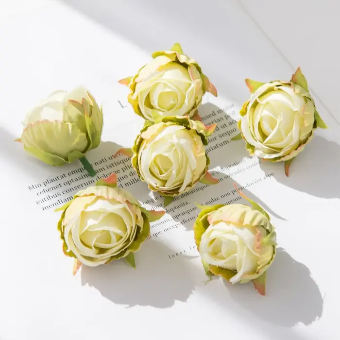 Pas cher fleur artificielle soie bourgeons de thé Rose pour couronnes de mariage bouquet noël maison
