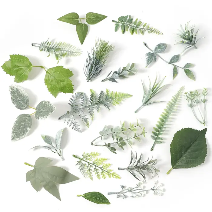 Plantes artificielles vertes feuilles fête maison mariage décor accessoires bricolage gâteau boîte à bonbons guirlande décoration de noël fleurs couronne