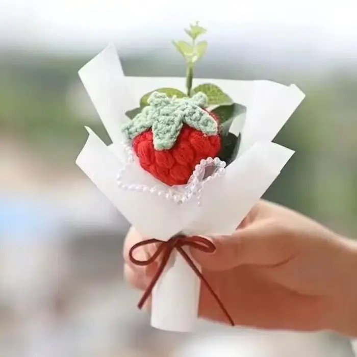 Mini bouquet de fleurs au crochet
