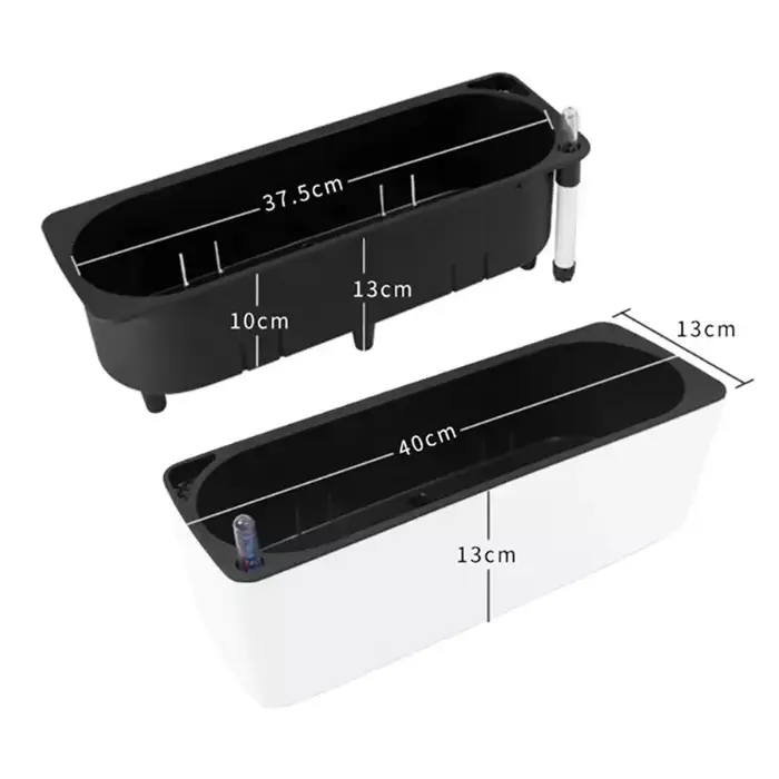 Pot de fleur rectangulaire paresseux, Pot de fleur hydroponique en plastique + indicateur de niveau 
