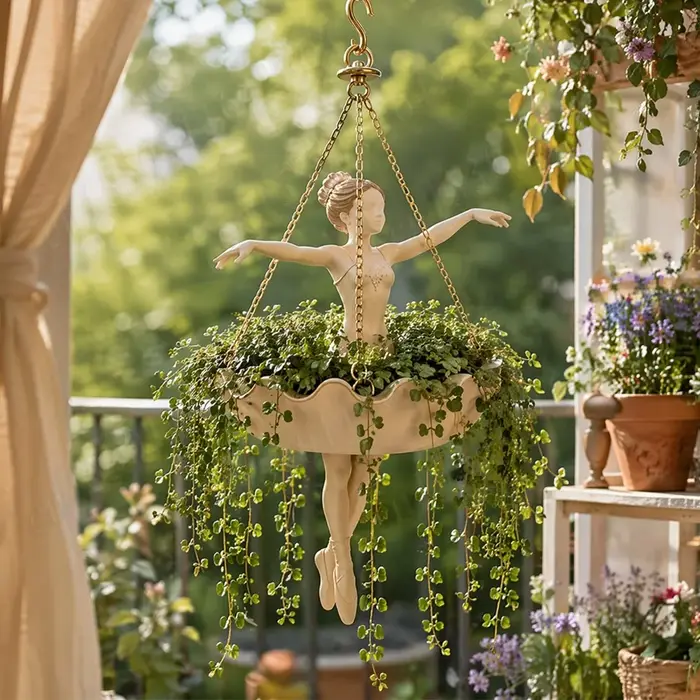 Pot de fleurs suspendu en résine