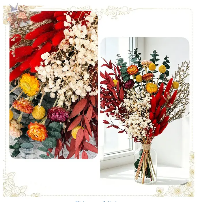 Bouquet de fleurs séchées naturelles, arrangement floral réel, décoration pour la maison, salon, chambre à coucher, style vintage rustique, cadeau de mariage, accessoire photo