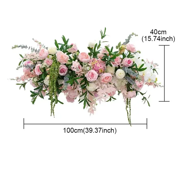 Composition florale suspendue pour plafond, 100CM/150CM, décoration de mariage, roses roses, pivoine