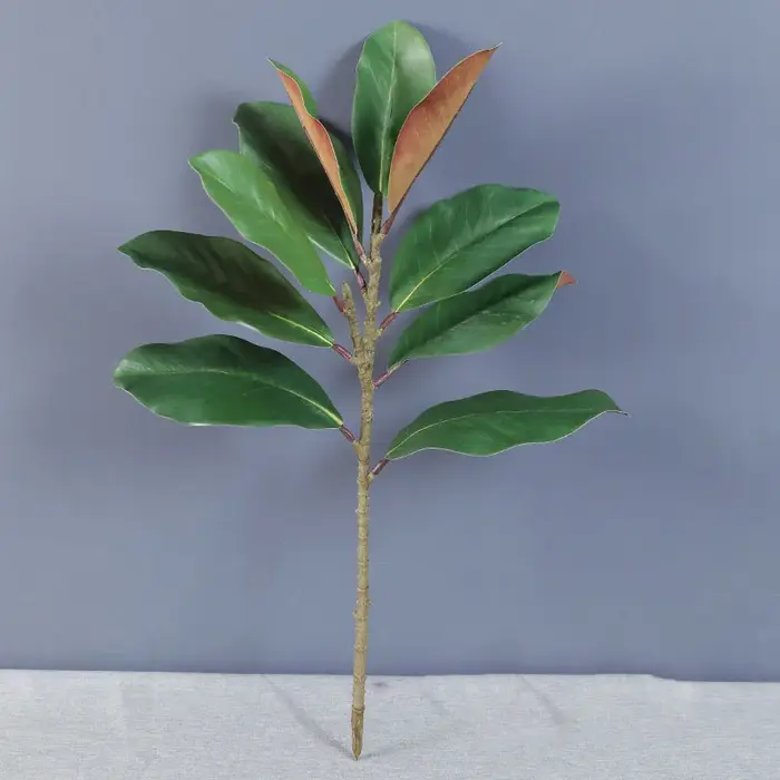 Plantes artificielles en feuilles de magnolia simulées, plantes vertes, ameublement d'intérieur, ver