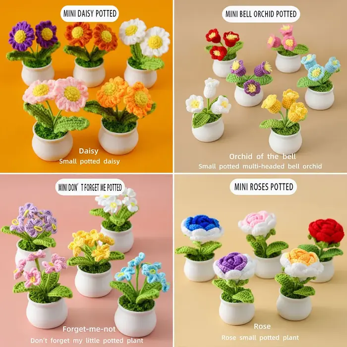 Tricoté à la main tournesol tulipe Crochet fleurs empotage tissé