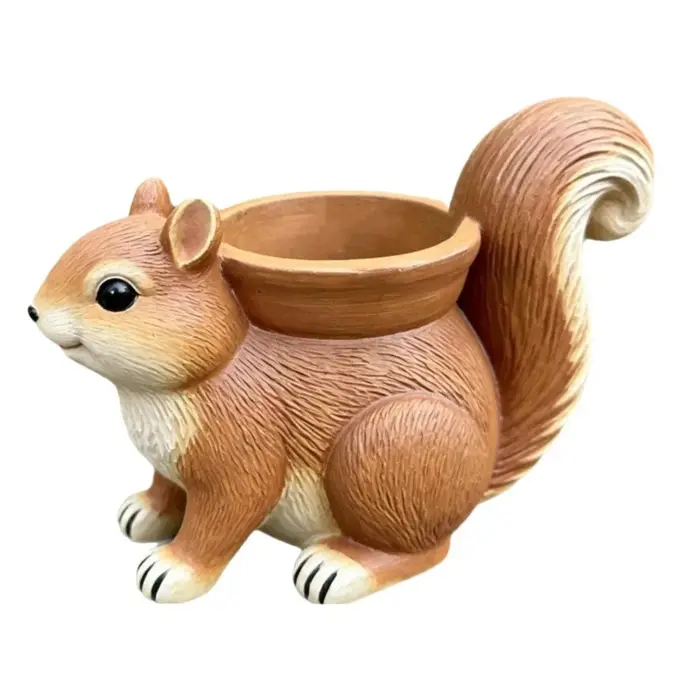 Pot de fleurs en résine en forme d'écureuil, fait main, mignon, pour plantes succulentes, ornement d'écureuil, boîte de rangement de bureau, plantes de balcon