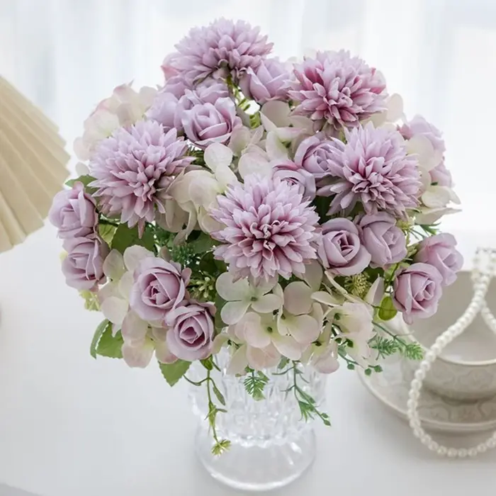 Fleur artificielle soie Rose maison Vase Table Bonsaï Festival de poche Floweer jardin mariage mariée Bouquet bricolage cadeau boîte Decorati