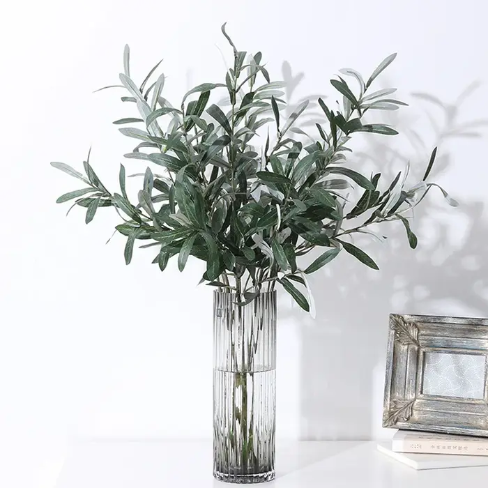 Plantes artificielles feuilles vert Olive Branches d'arbre nouvel an fruits accessoires Photo maison chambre mariage extérieur intérieur décoration cadeau soie
