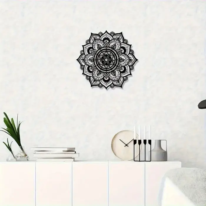 Décoration murale en métal Mandala Bohème Fleur de Lotus Zen pour la maison