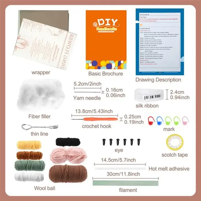 Kit de crochet de bouquet de fleurs pour adultes et débutants