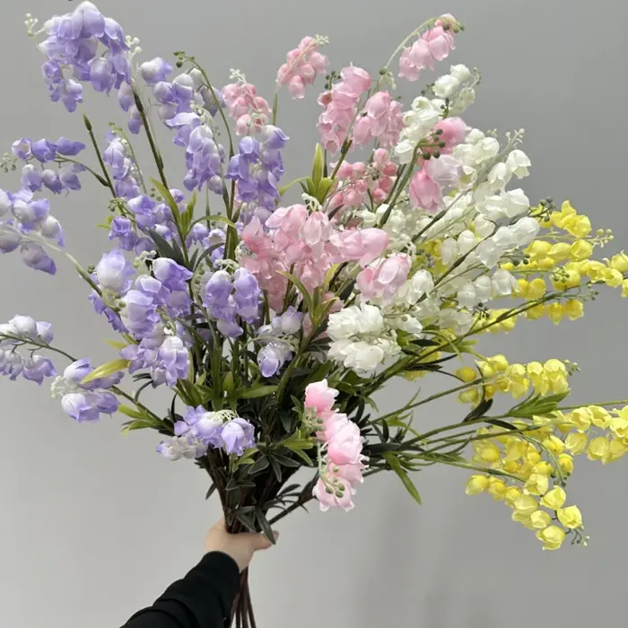 10 pièces de fleurs artificielles en plastique en forme de cloches de Canterbury pour la décoration de café et d'hôtel, fleurs artificielles de simulation