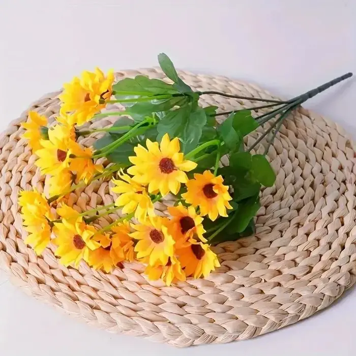 1 lot de 24 fleurs de simulation de tournesol